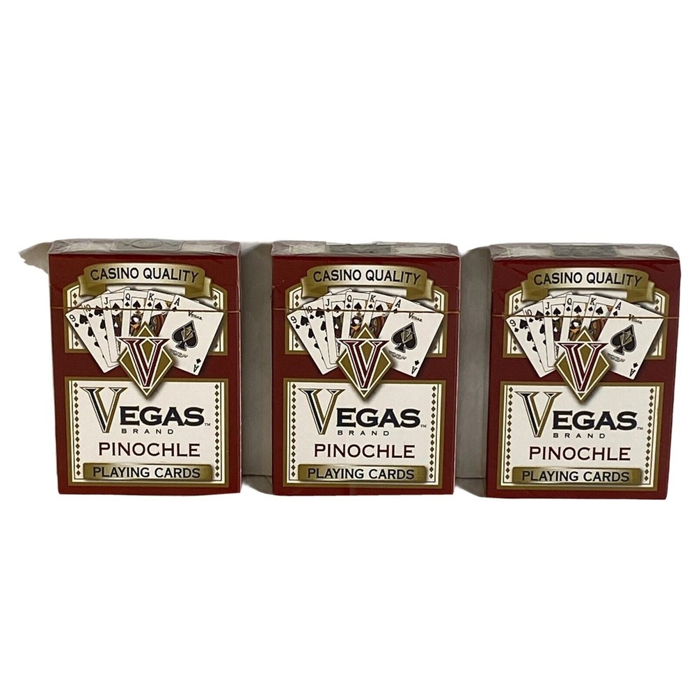 SET OF 3 - VEGAS Brand, Casino, Pinochle Playing Card Decks, BRAND NEW, SEALED